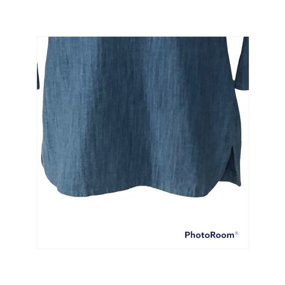 Zara 70s Chambray Bell Sleeve Tunic Dress Medium U-Neck Shirt Dress - Picture 4 of 13